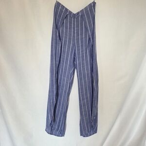 Elan Wide Leg Blue And White Striped Fly Away Cover Up Pants